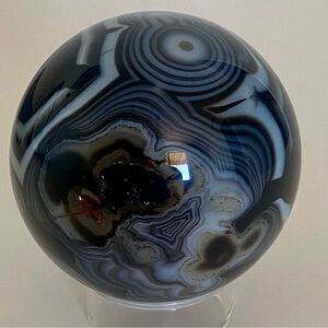 Stunning Black Sardonyx Crystal Sphere w Druzy